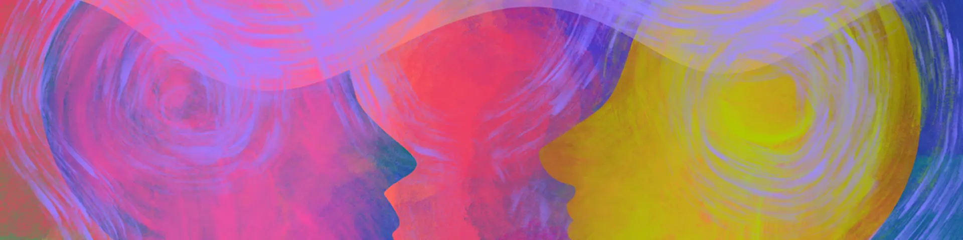 Abstract painting, two heads in profile, colourful Abstract painting, two heads in profile, colourful