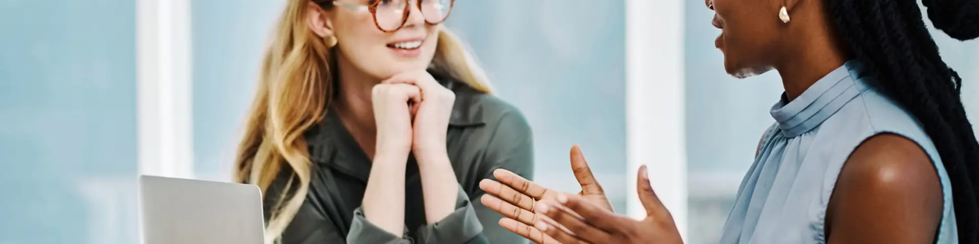 Two women deep in discussion Two women deep in discussion
