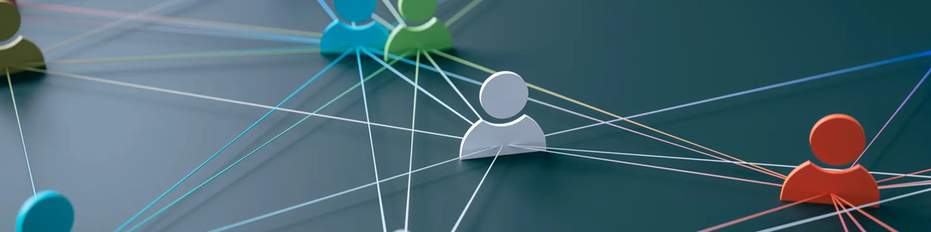 3 D silhouettes of people connected by threads 3 D silhouettes of people connected by threads